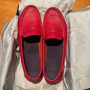 Cole Haan red leather loafers.